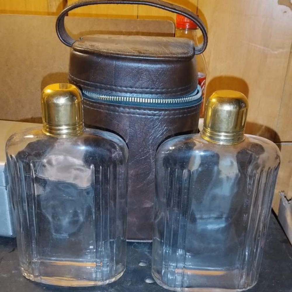 Vintage Double hip flask set